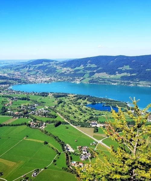 Aerial view of Irrsee and Mondsee lakes - Salzkammergut - Austria