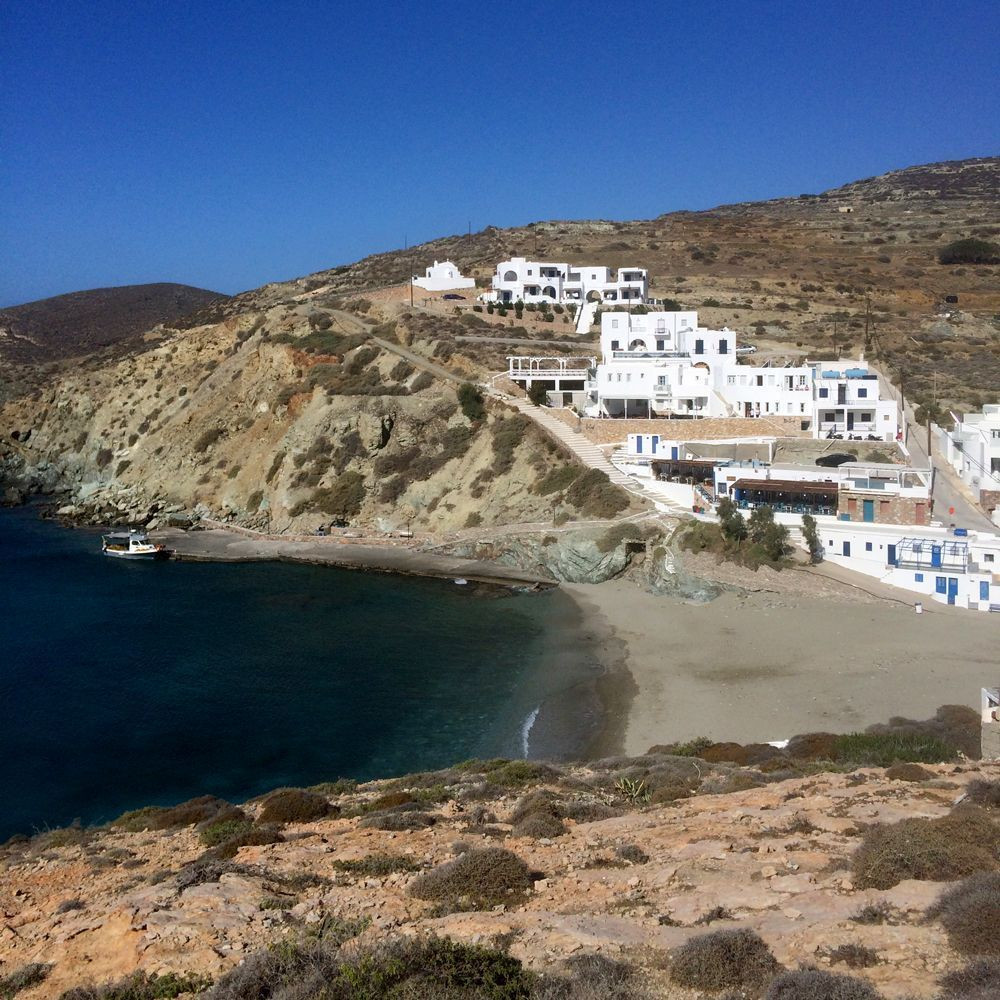 The beach and village of Agkali, Folegandros