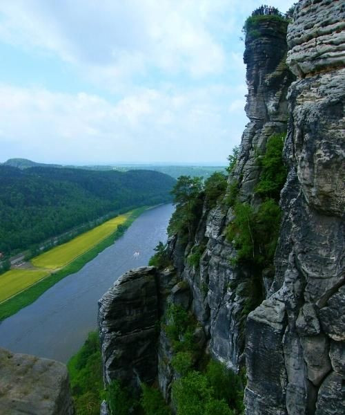 Bastei cliffs above the Elbe - Saxon Switzerland - Germany