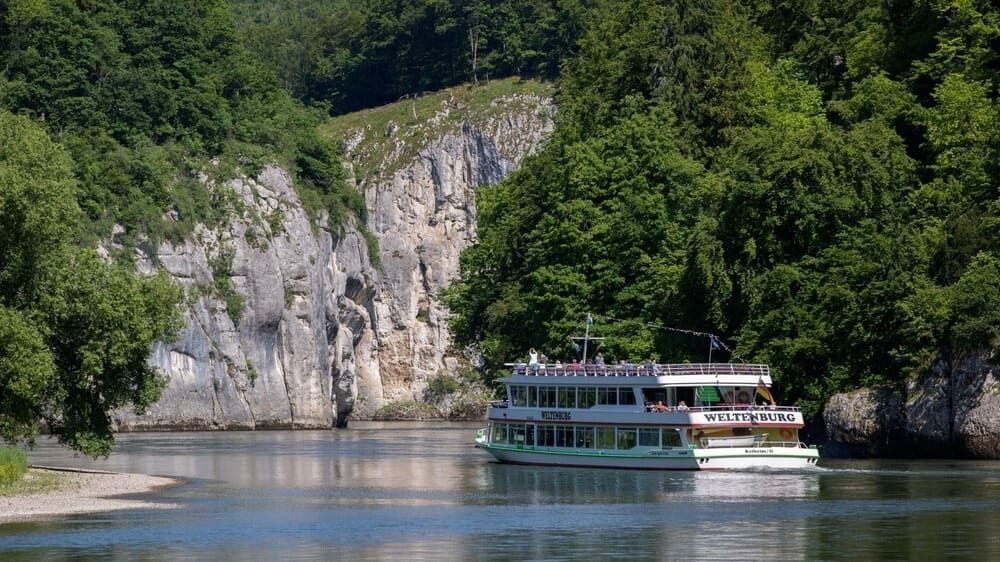 Excursion boat on the Danube through the Weltenburg gorge - Bavaria - Germany