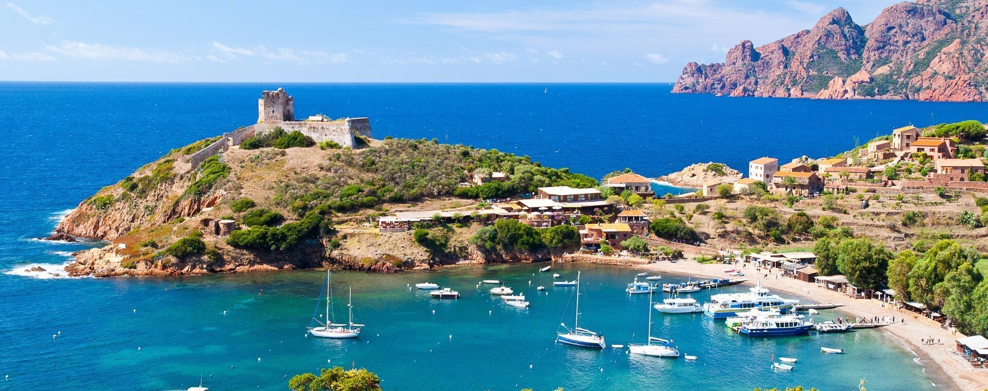 Girolata Bay and its Genoese tower in the Gulf of Porto, Corsica