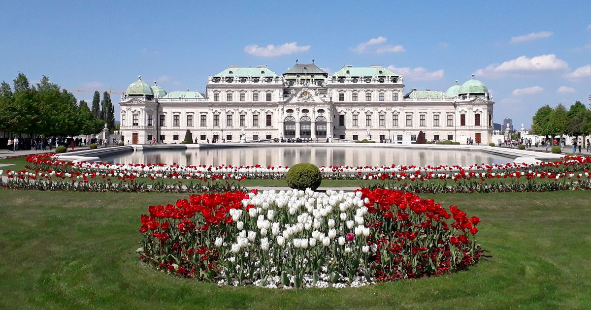 Belvedere Palace and tulip gardens - Vienna - Austria
