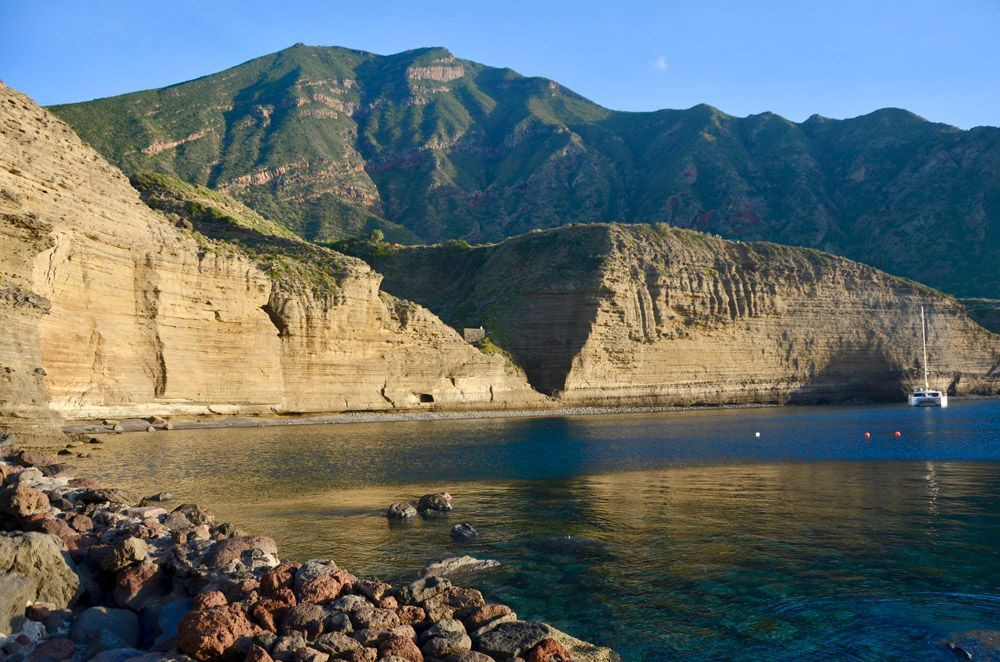 Seafront at Pollara on the island of Salina