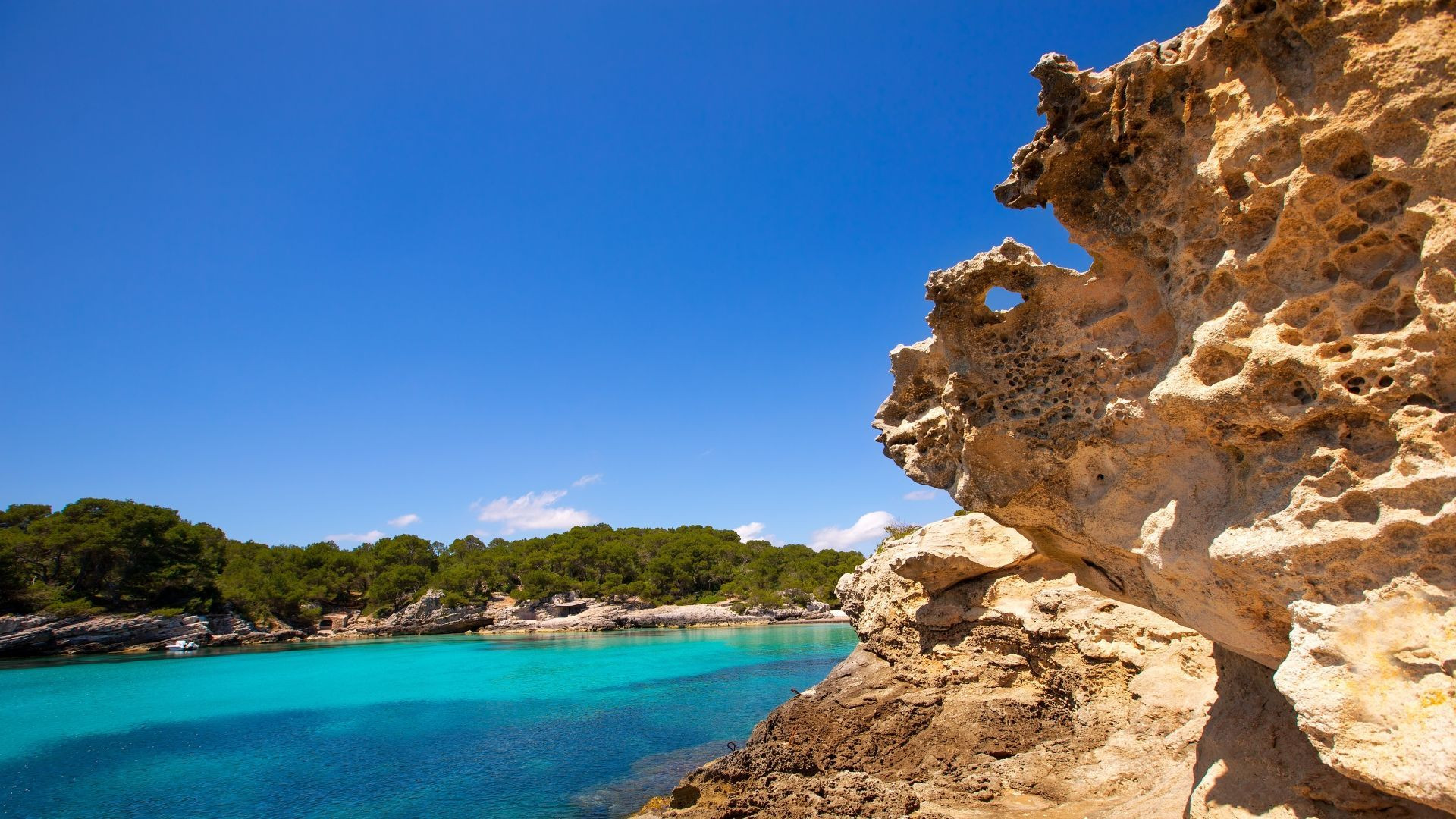 Cala Mitjana cove with turquoise waters - Menorca - Balearic Islands - Spain