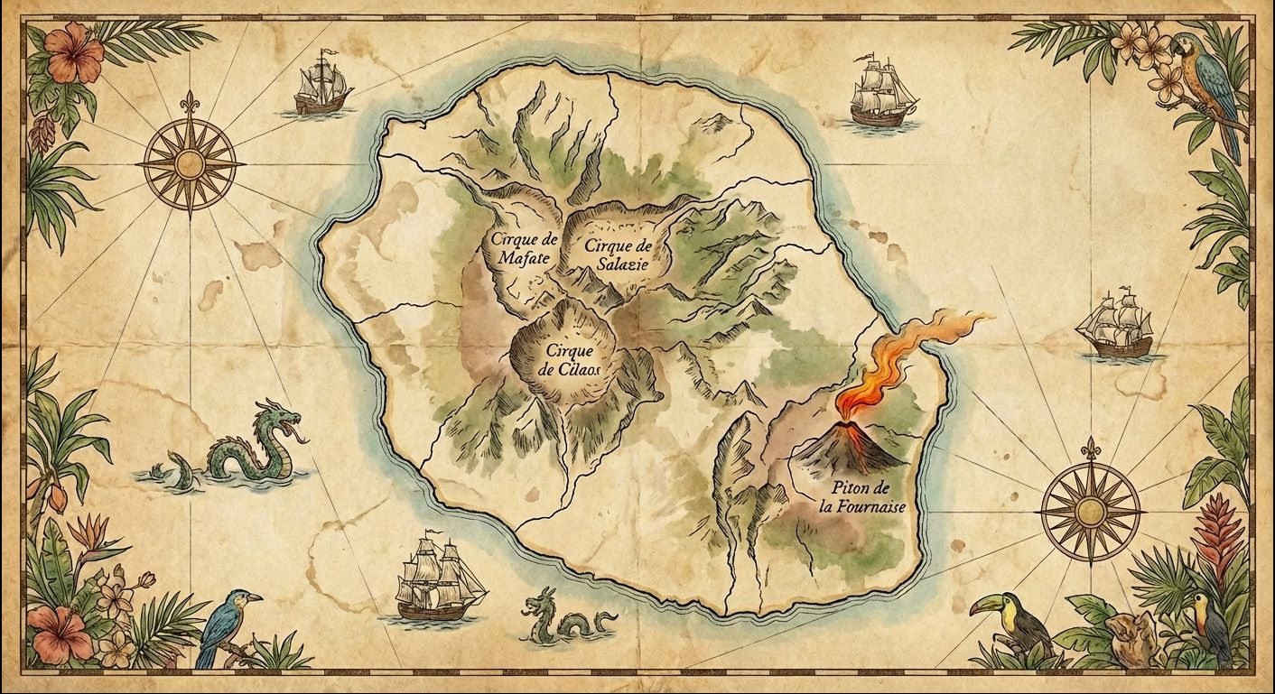 Map of Réunion's cirques - Mafate - Salazie - Cilaos