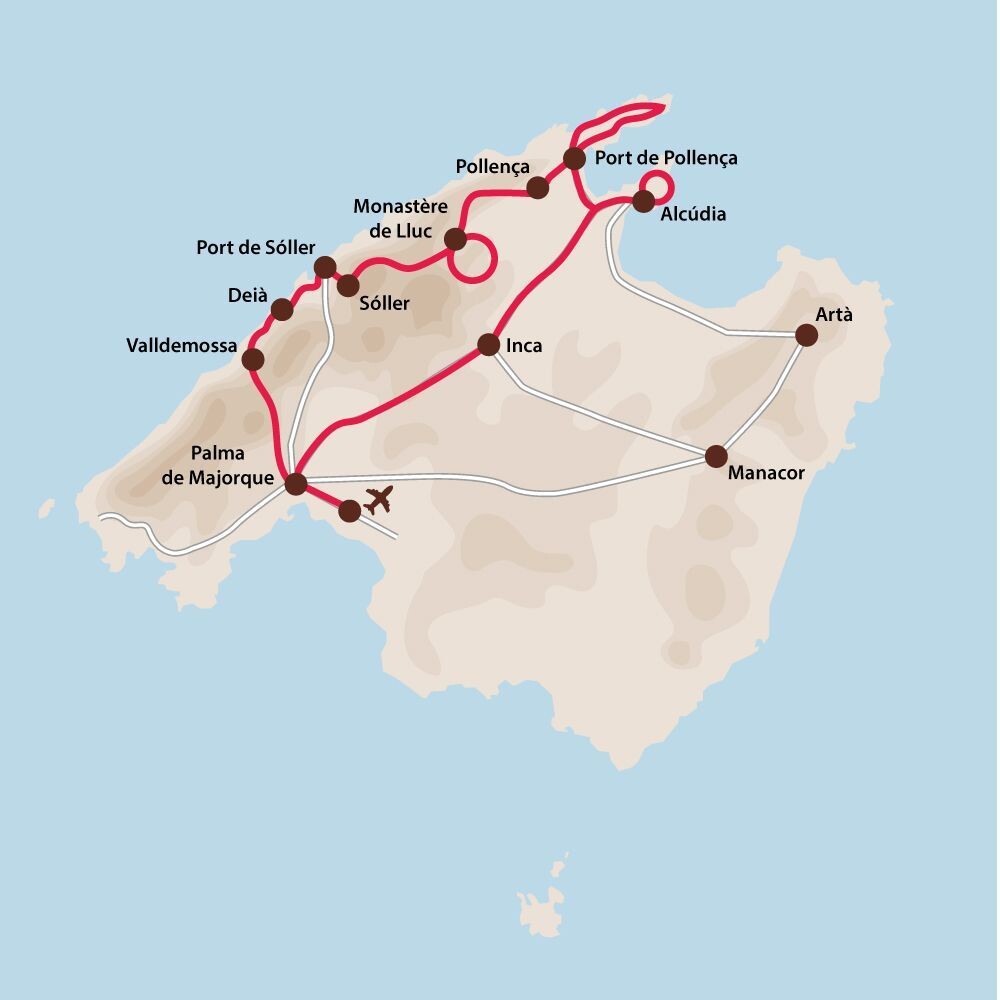 Map of our exploration of Mallorca