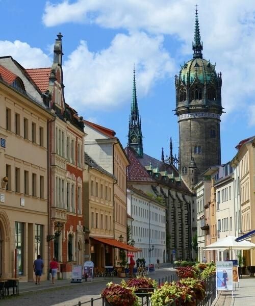 Castle church tower - old town of Wittenberg - Germany