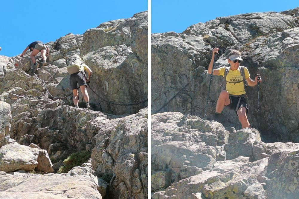 Rock passages equipped with chains