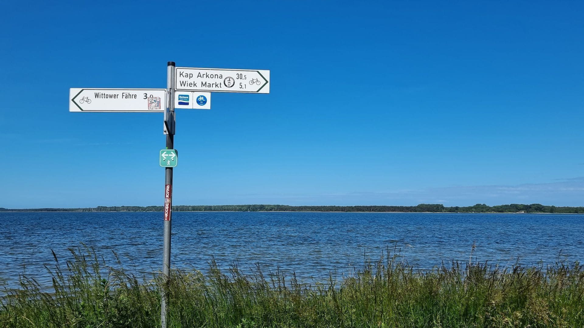 Cycle route signpost on Rügen Island - Baltic Sea - Germany