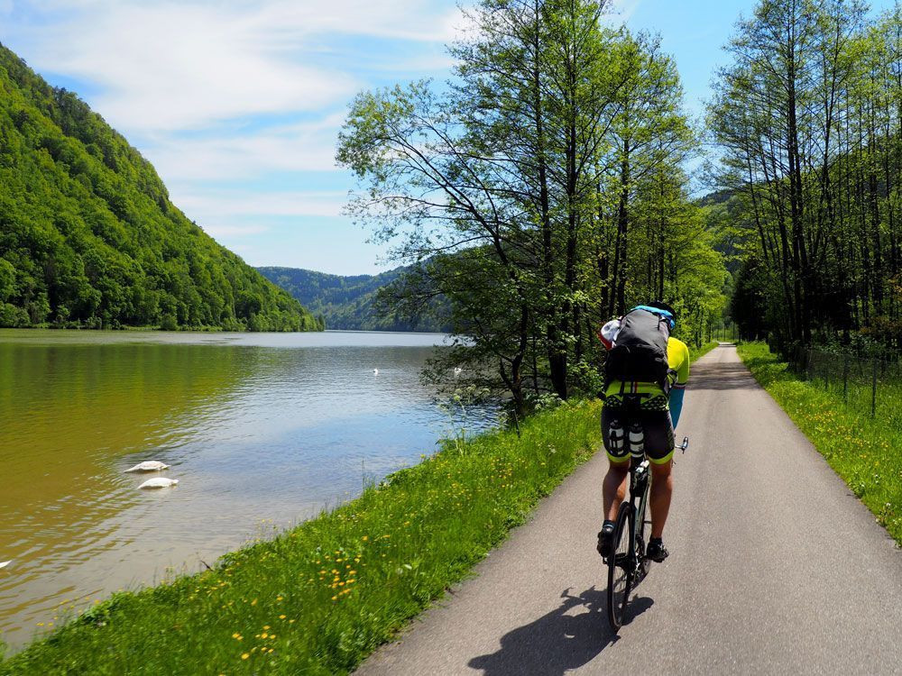 Cyclist along the Danube