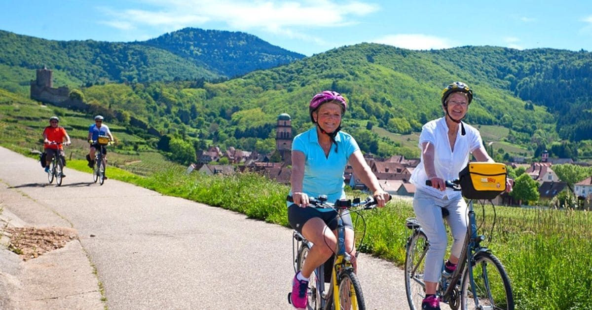 Cyclists in Kaysersberg - Alsace - France