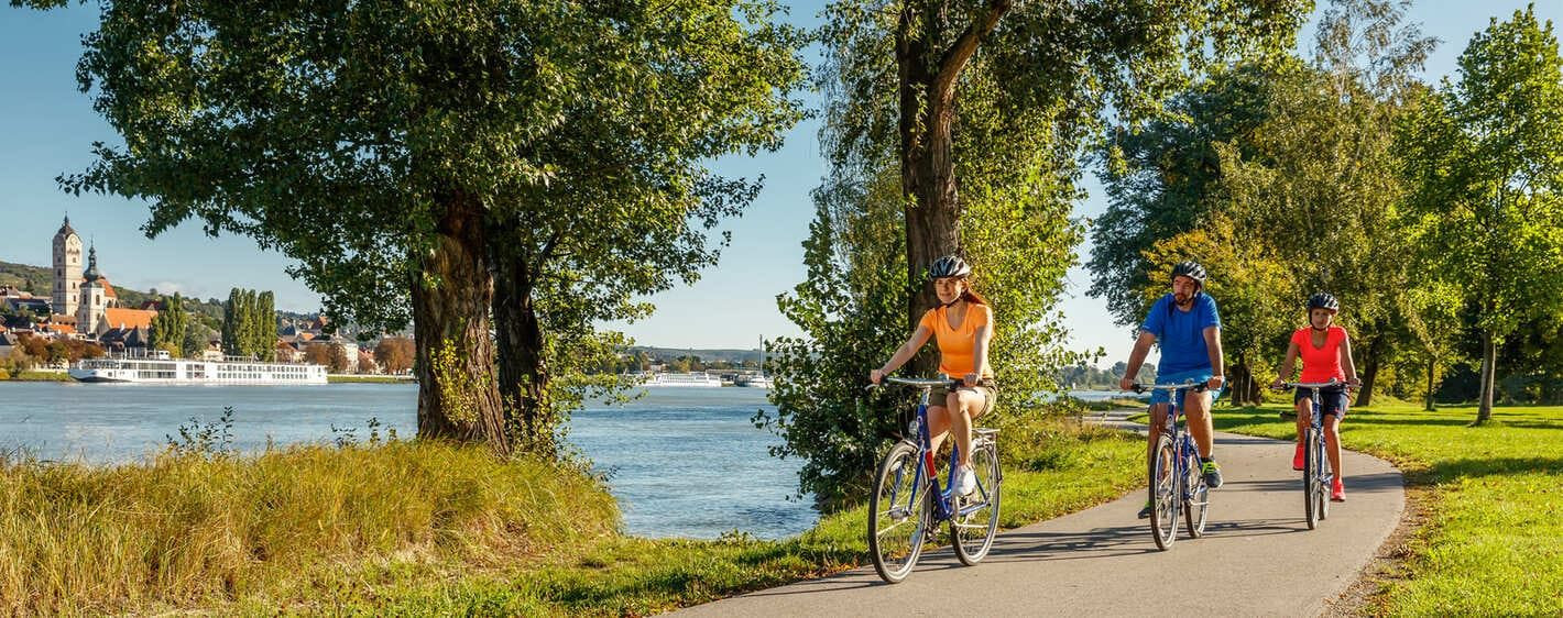 Cyclists along the Danube - Krems - Wachau - Austria