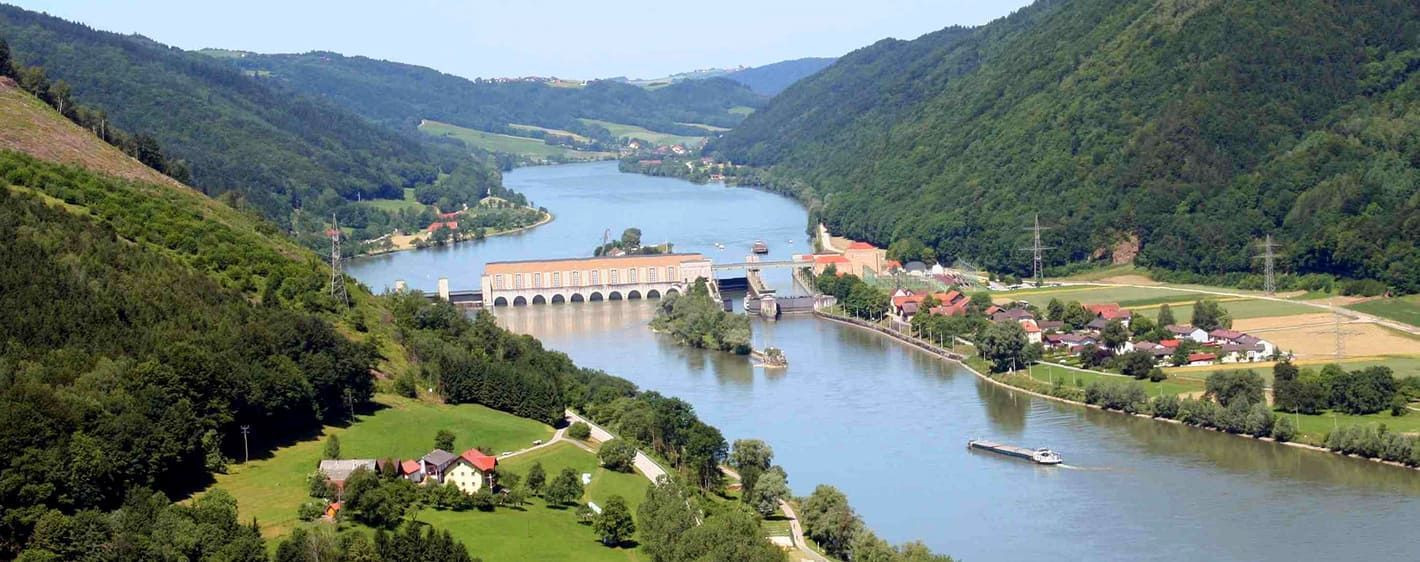 Danube valley and hydroelectric dam - Austria