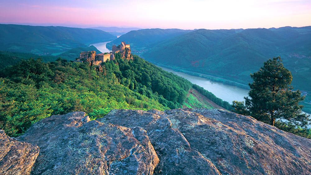 Aggstein castle ruins above the Danube bend - Wachau - Austria