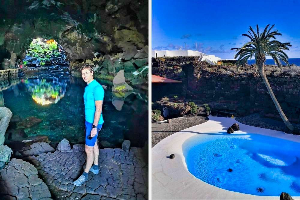 David at Los Jameos del Agua and Los Jameos del Agua © Julie Marienval