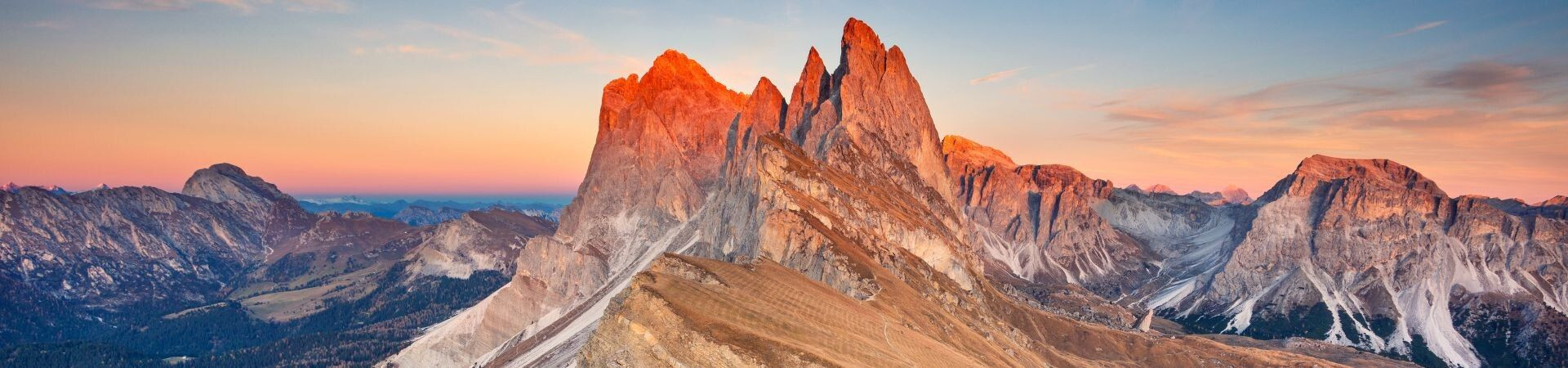 Seceda peaks at sunset - Dolomites - Italy