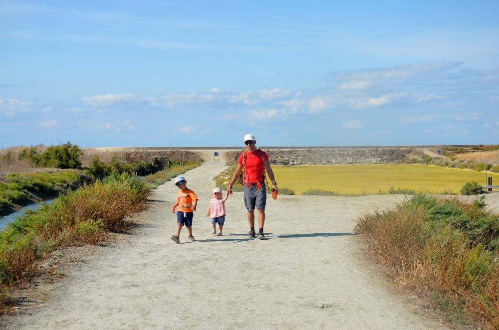 Family outing through the salt marshes