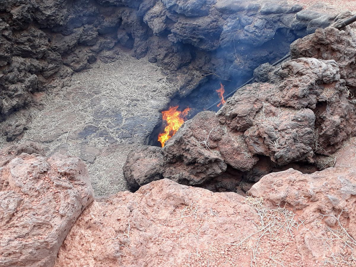 Fire at the summit of Islote de Hilario