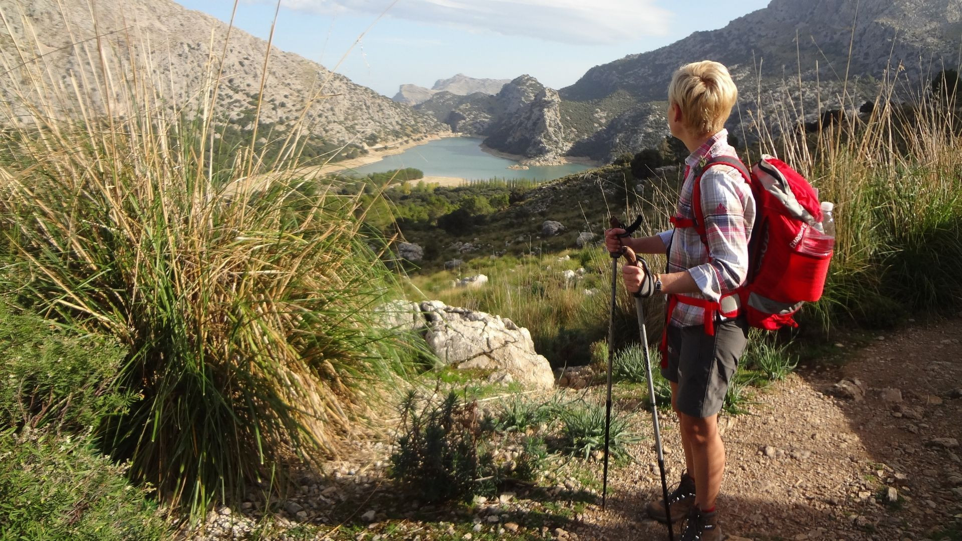 Hiker above Cúber lake - Mallorca - Spain