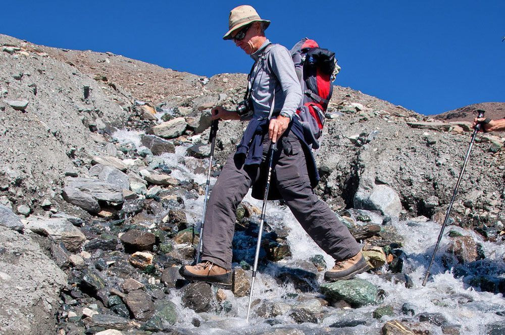 Using trekking poles for balance