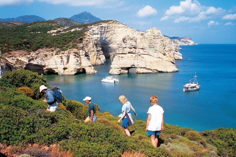 Hikers in the Cyclades