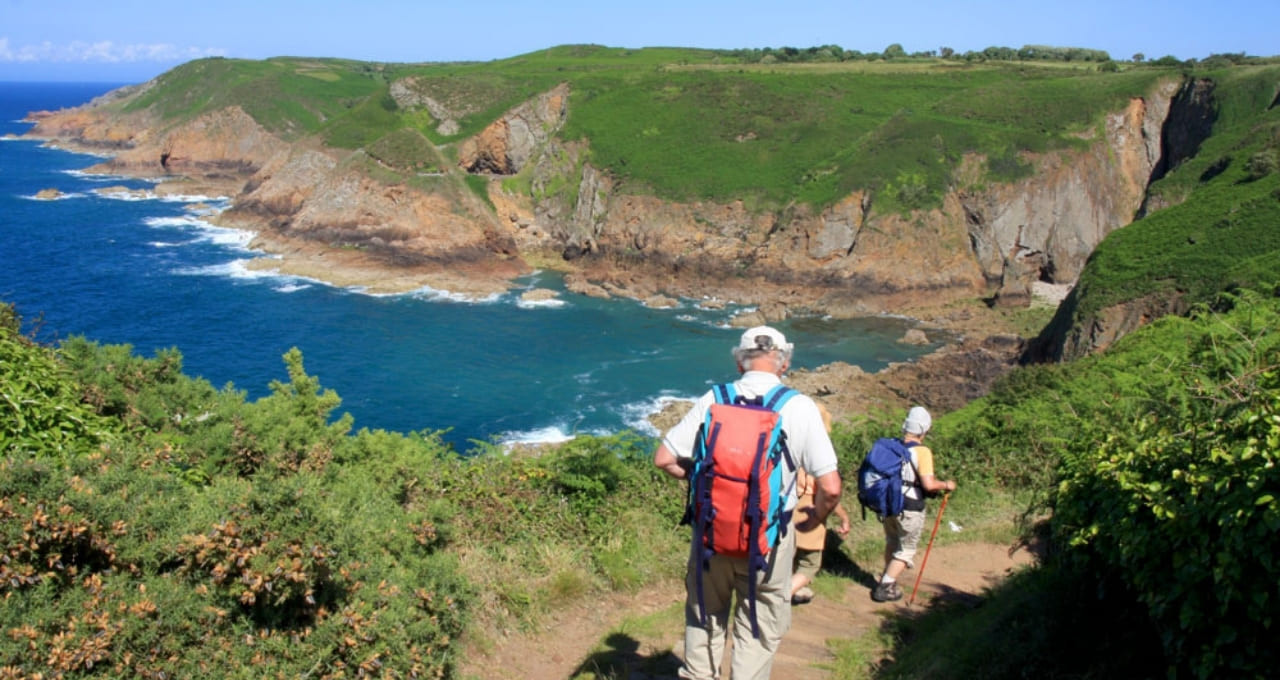 Hikers on the cliff path - Jersey - Channel Islands
