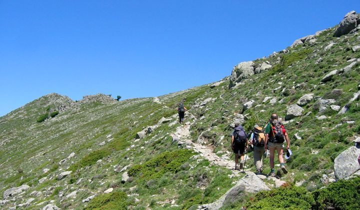 Hikers on the northern GR20 trail - Corsica - France