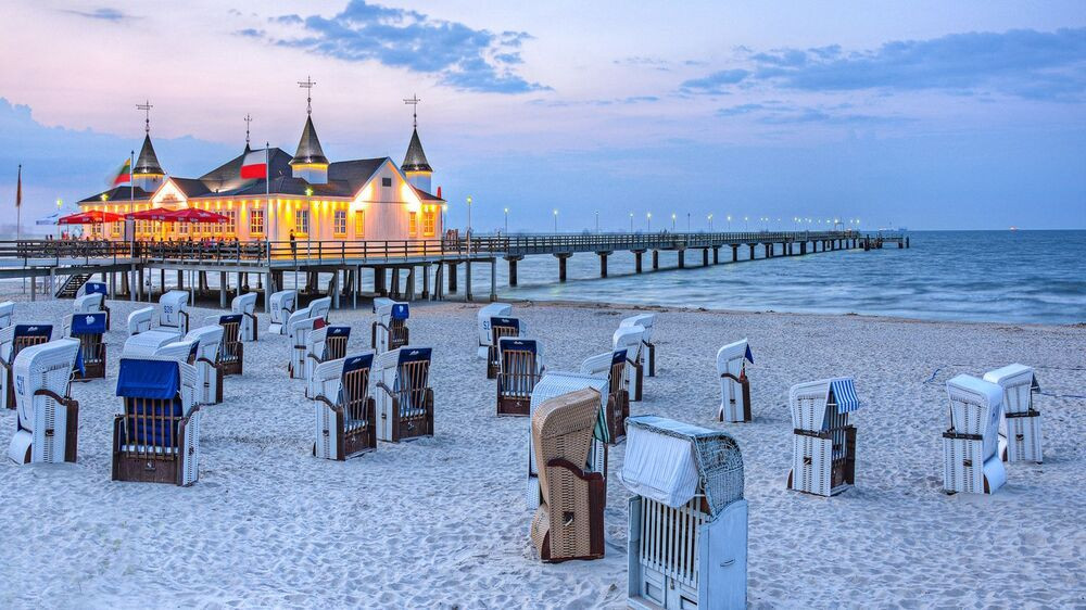 Ahlbeck pier at dusk - Usedom island - Germany
