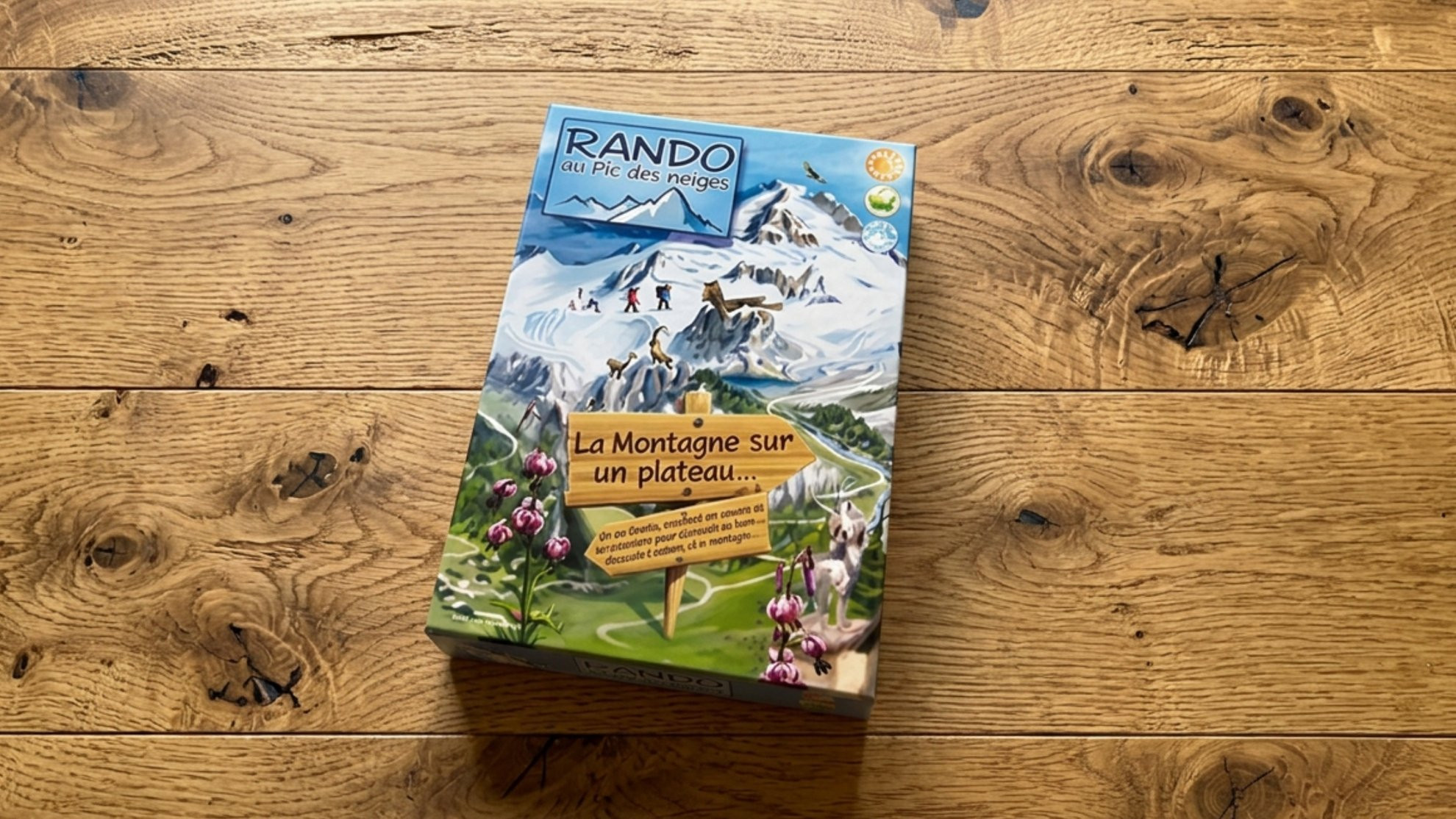 Rando au Pic des Neiges board game on a wooden table