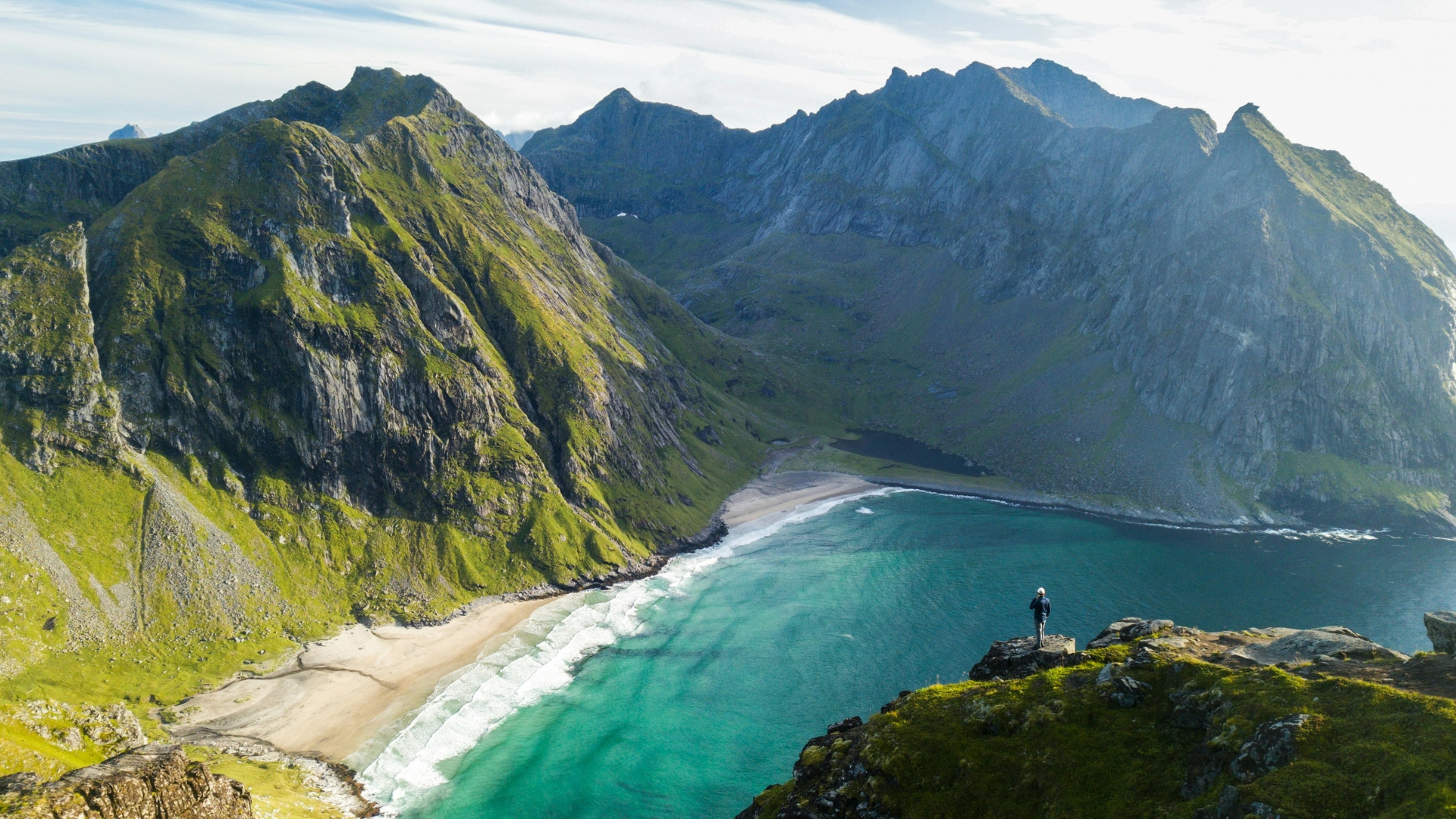 Kvalvika beach from Ryten summit - Lofoten Islands - Norway
