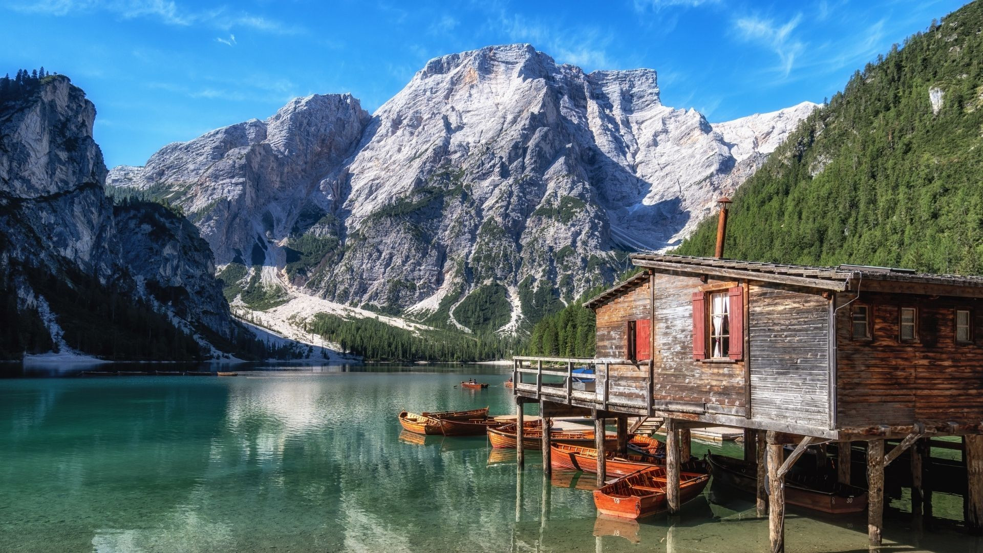 Lake Braies most beautiful landscapes of the Dolomites