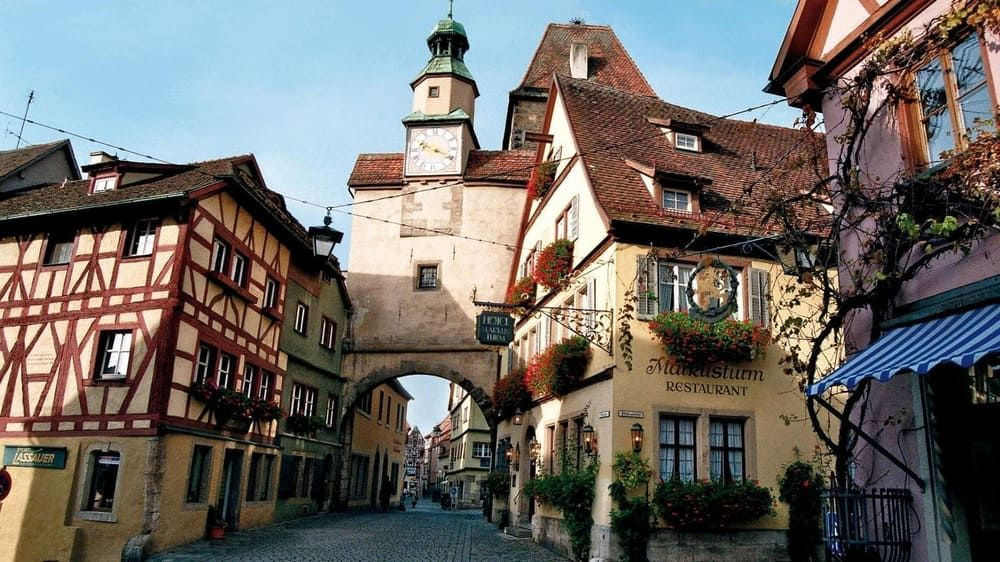 Markusturm tower and half-timbered houses - Rothenburg ob der Tauber - Germany