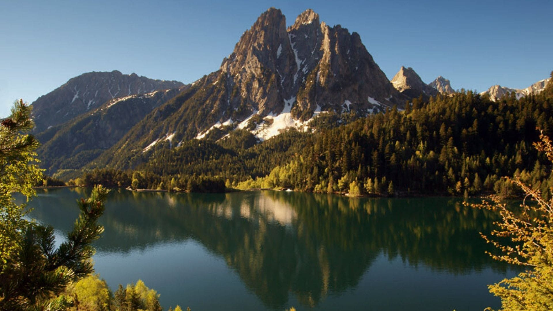 Els Encantats from Sant Maurici lake - Aigüestortes - Spain