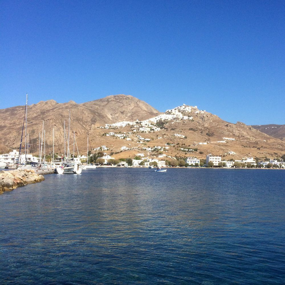 Chora on Serifos seen from the port of Livadi