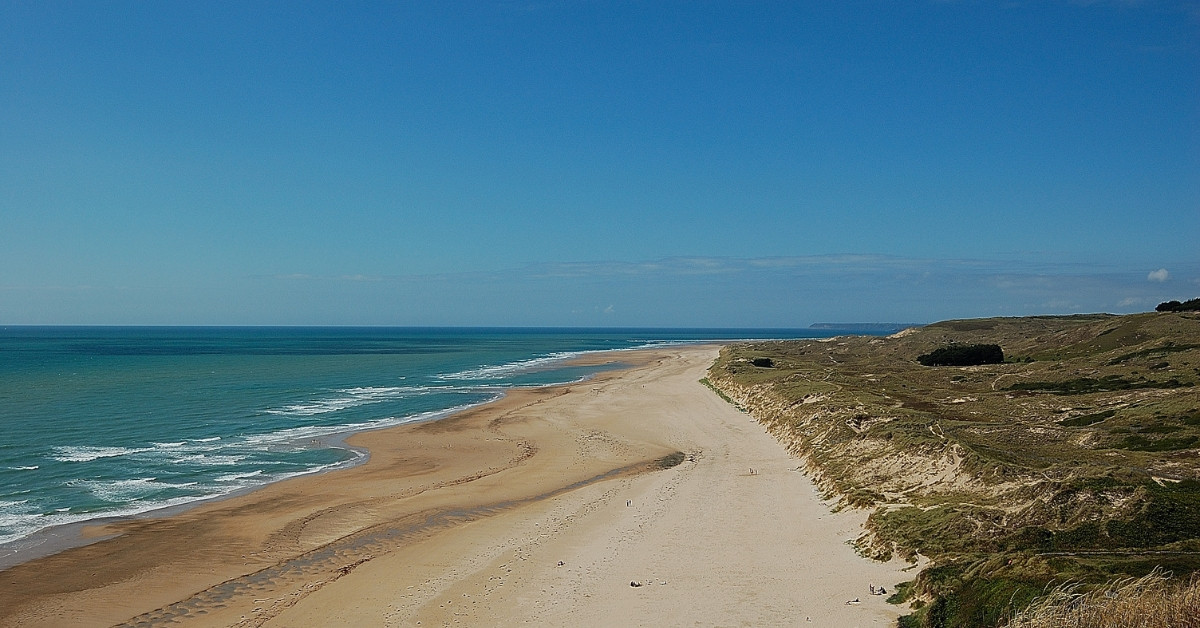 Long sandy beach and wild dunes - Cotentin - Normandy - France