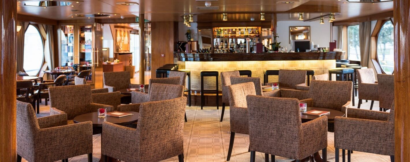 Lounge bar aboard the MS Olympia - river cruise ship