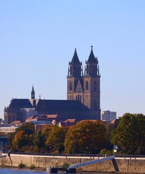 Magdeburg Cathedral on the Elbe river - Germany