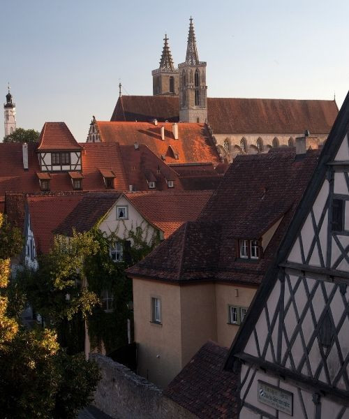 Medieval rooftops and church of Rothenburg ob der Tauber - Bavaria - Germany