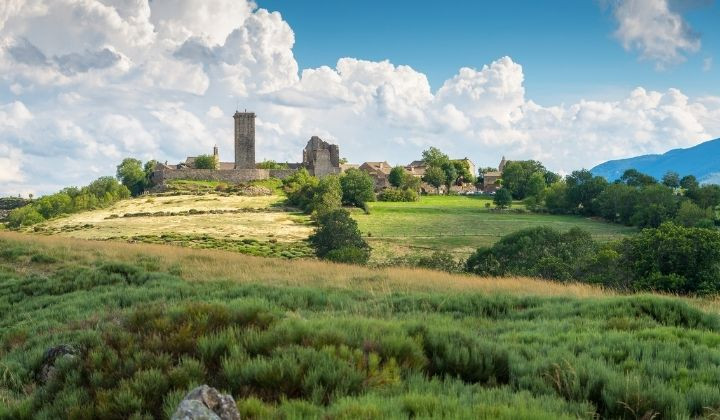 Medieval ruins on a hilltop - Massif Central - France