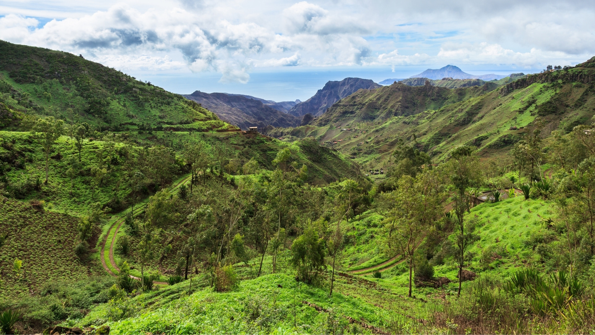Lush green valley and mountains of Santo Antão - Cape Verde