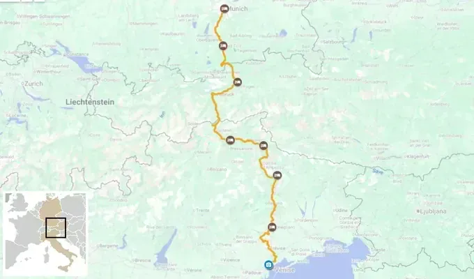 Munich to Venice by bike