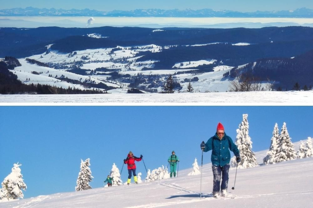 Swiss panorama and Bernese Alps & Skiing below Feldberg © Raymond Chabanier