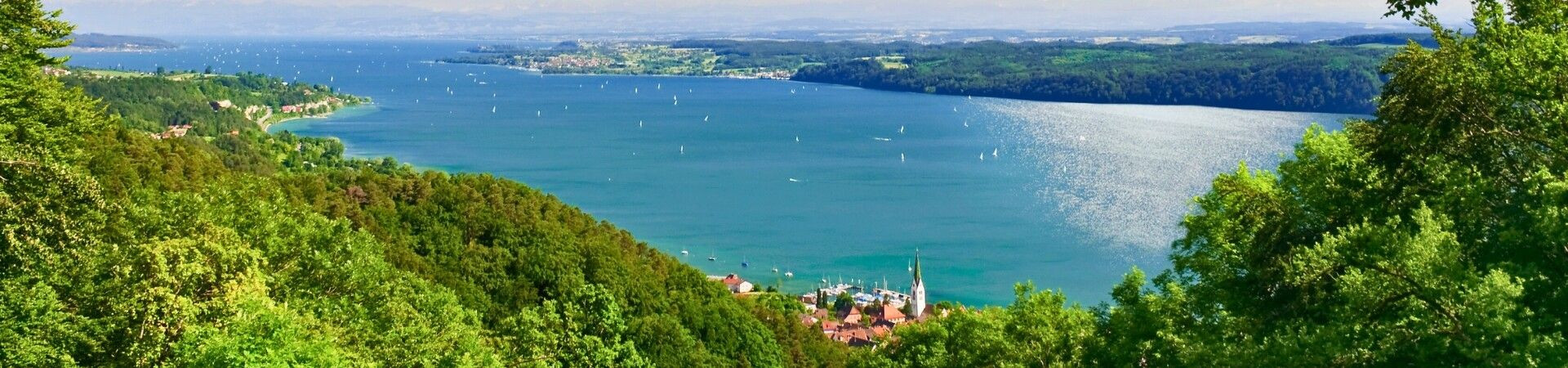 Panoramic view over Lake Constance and its villages - Germany