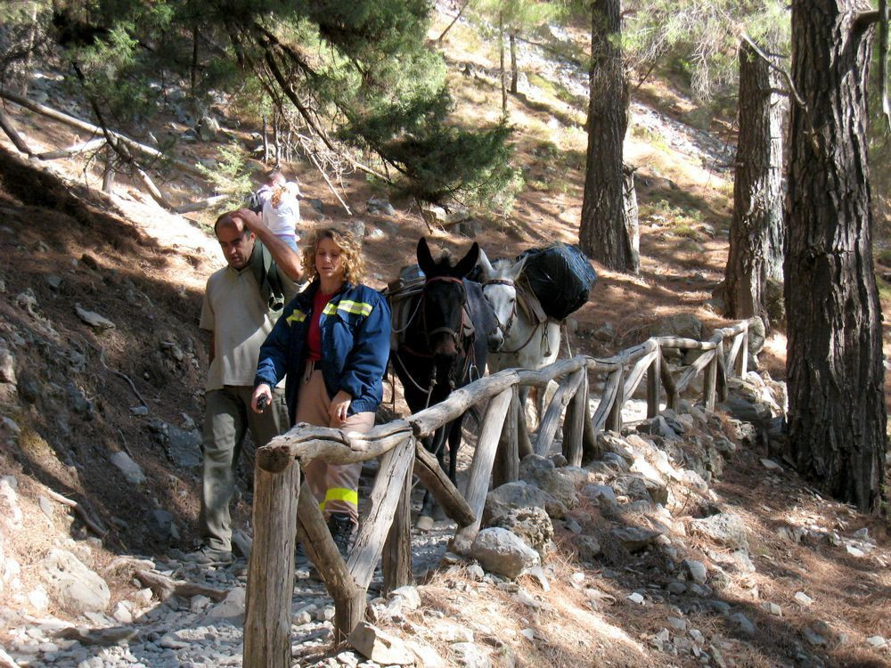 Guards of the Samaria National Park at the start of the descent in Crete