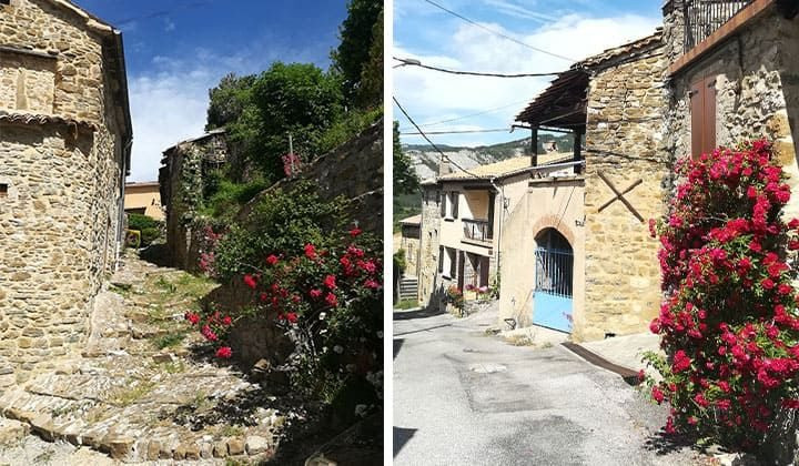 Typical narrow streets in the villages of the Drôme