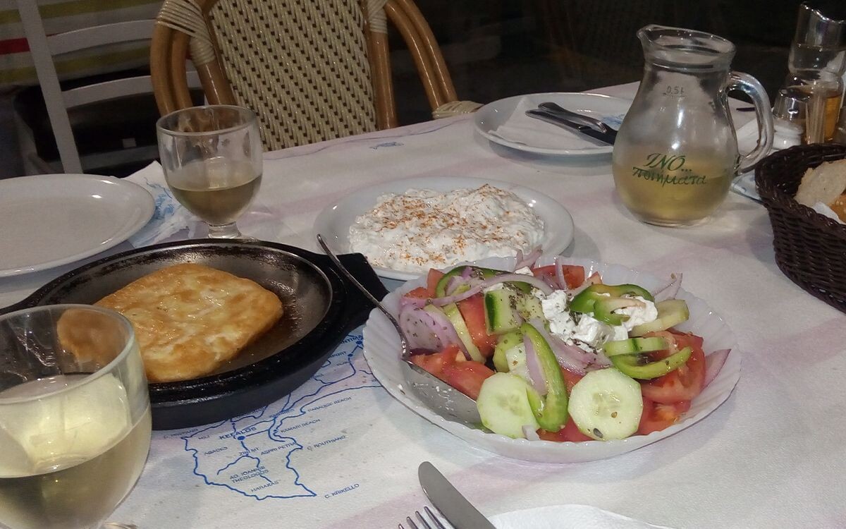 Greek salad and tzatziki