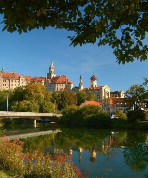 Sigmaringen Castle reflected in the Danube - Baden-Württemberg - Germany