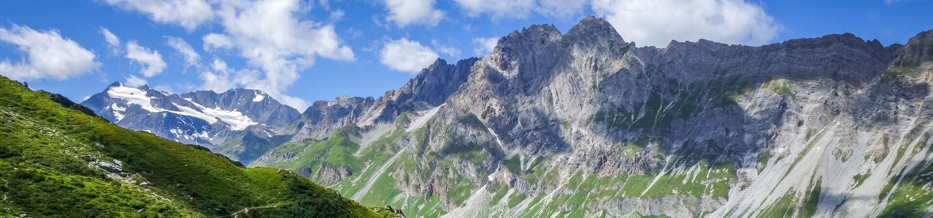Snow-capped peaks and green alpine meadows - French Alps - France