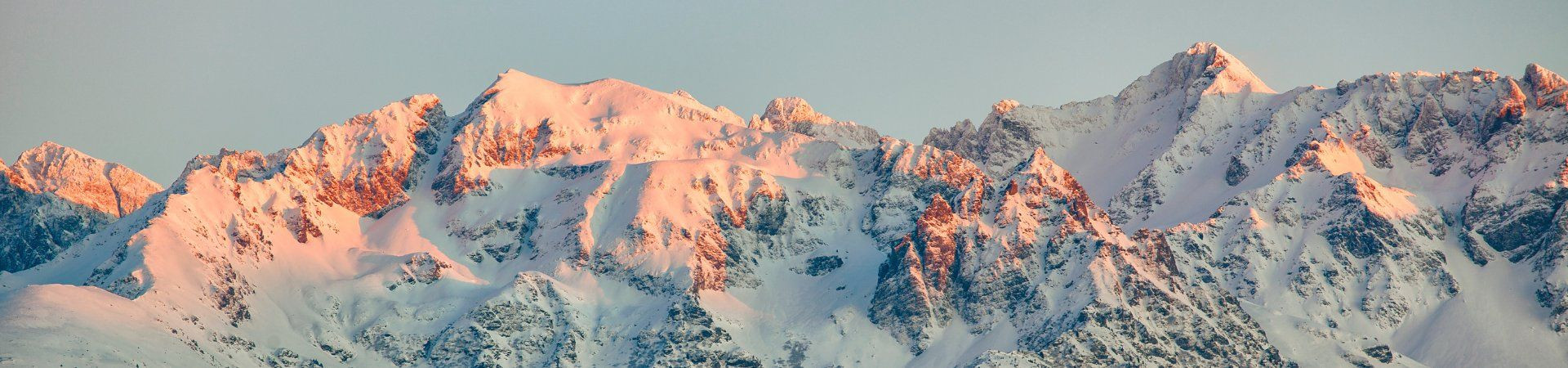 Snow-covered peaks at sunrise - French Alps - France