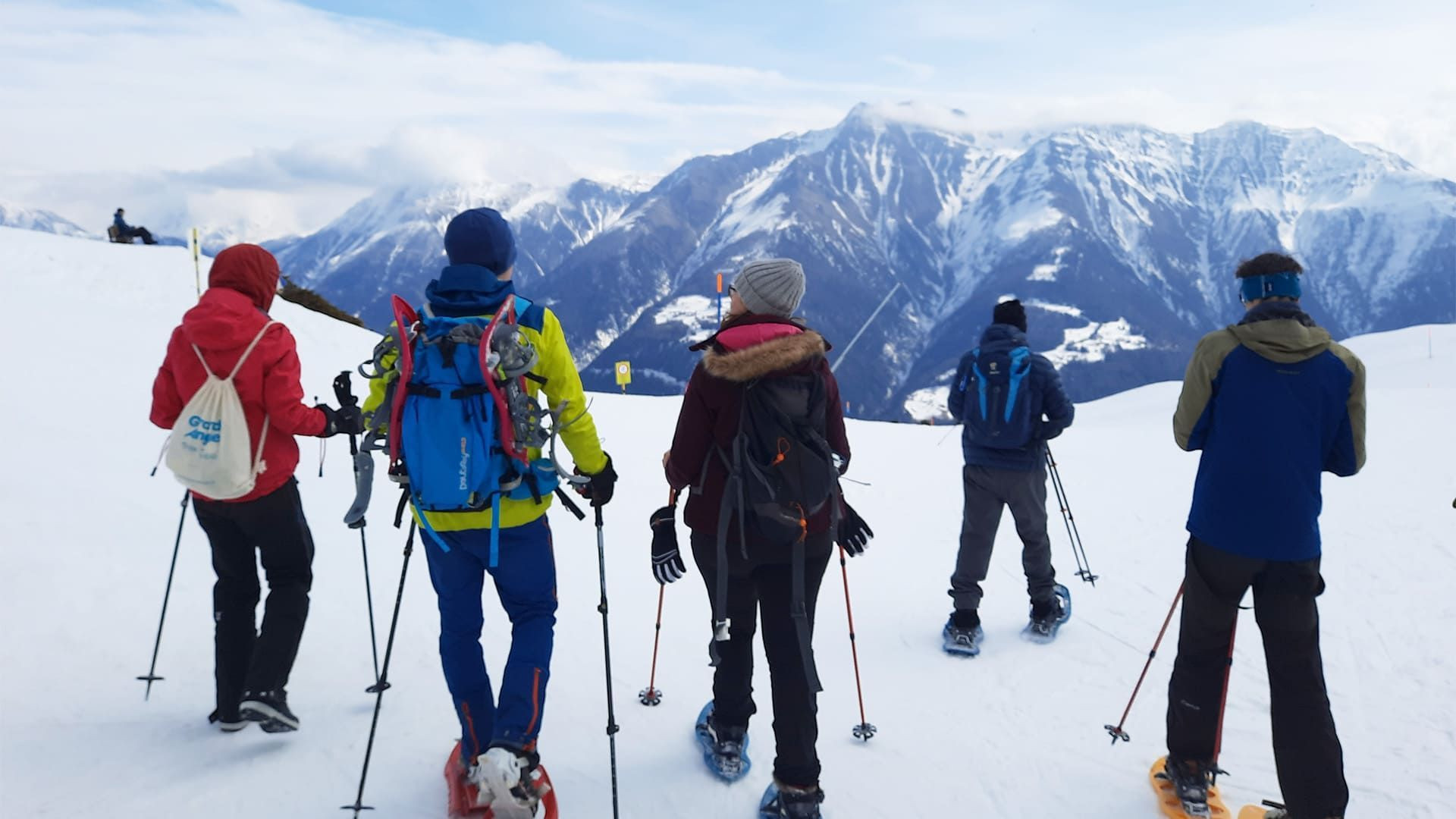 Snowshoers on the heights of Breiten - Valais - Switzerland